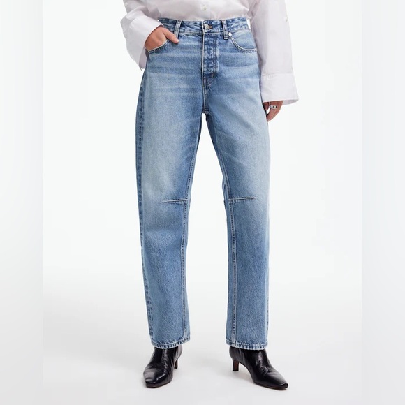 Madewell The Darted Barrel-Leg Jeans Light Wash Blue Denim Size 30 (US 10) READ*